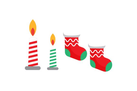 Candle Stocking Set Christmas Vector: A Festive Graphics Gem