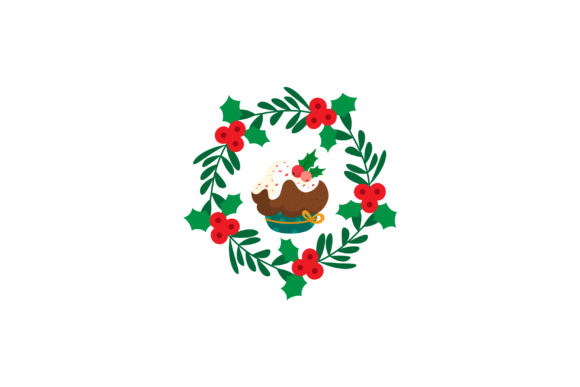 Christmas Circle Wreath with Cake: A Versatile Graphics Illustration