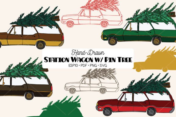 Color Station Wagon Car Christmas Tree: A Versatile Graphics and Illustrations Asset