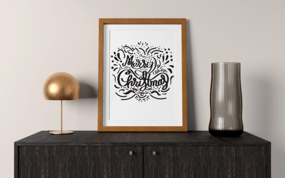 Merry Christmas Lettering with Pattern: A Festive Graphics Asset