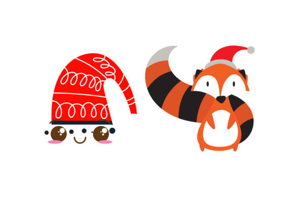Set Hat and Fox Christmas Vector: Festive Graphics for Local Brands